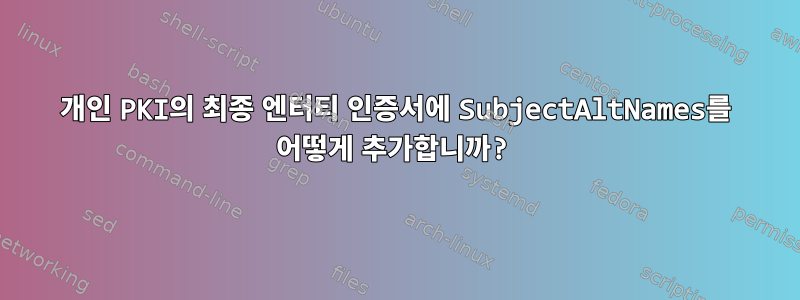 개인 PKI의 최종 엔터티 인증서에 SubjectAltNames를 어떻게 추가합니까?