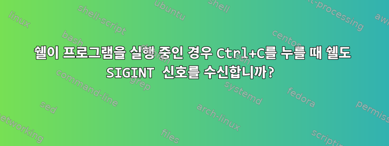 쉘이 프로그램을 실행 중인 경우 Ctrl+C를 누를 때 쉘도 SIGINT 신호를 수신합니까?