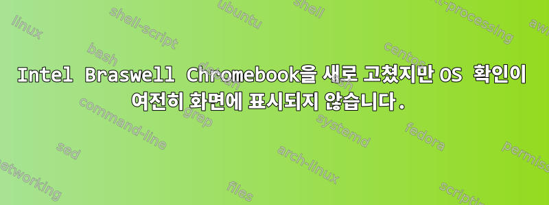 Intel Braswell Chromebook을 새로 고쳤지만 OS 확인이 여전히 화면에 표시되지 않습니다.