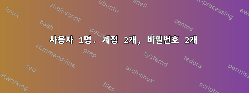 사용자 1명. 계정 2개, 비밀번호 2개