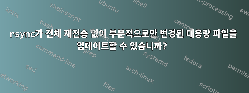 rsync가 전체 재전송 없이 부분적으로만 변경된 대용량 파일을 업데이트할 수 있습니까?