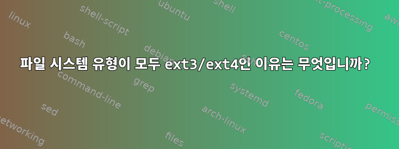 파일 시스템 유형이 모두 ext3/ext4인 이유는 무엇입니까?