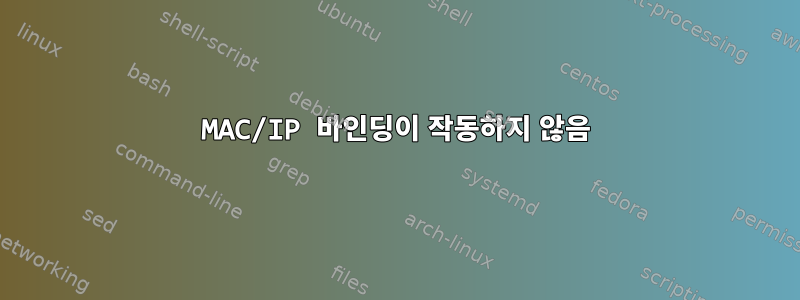 MAC/IP 바인딩이 작동하지 않음