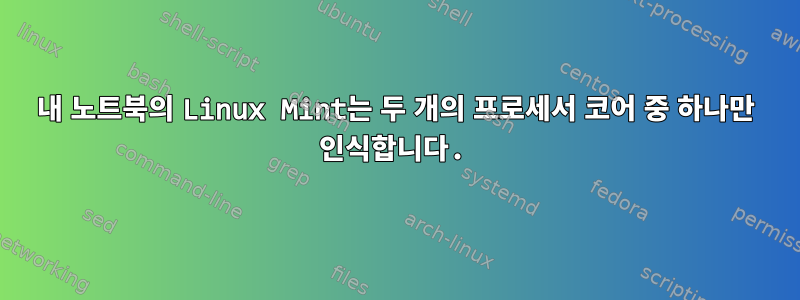 내 노트북의 Linux Mint는 두 개의 프로세서 코어 중 하나만 인식합니다.