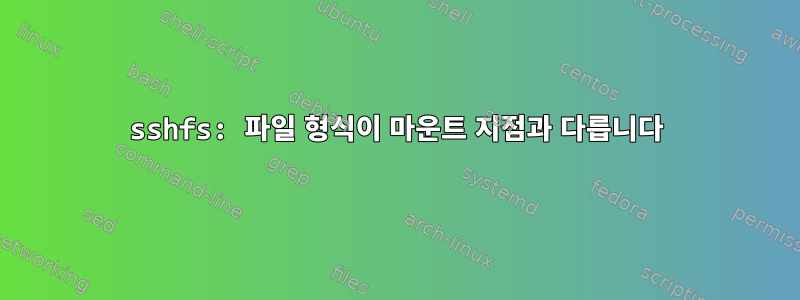 sshfs: 파일 형식이 마운트 지점과 다릅니다