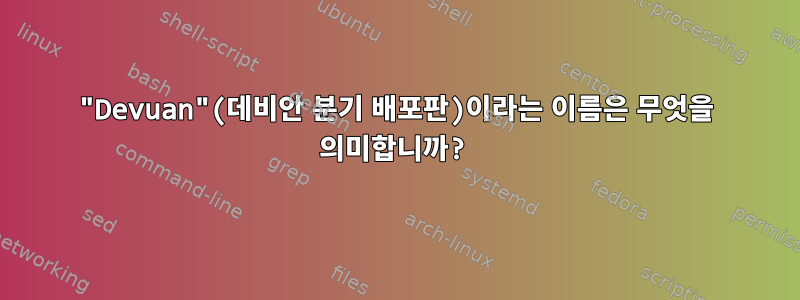 "Devuan"(데비안 분기 배포판)이라는 이름은 무엇을 의미합니까?