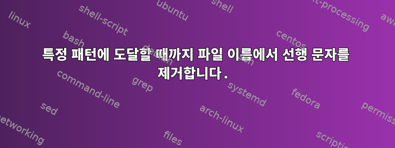 특정 패턴에 도달할 때까지 파일 이름에서 선행 문자를 제거합니다.