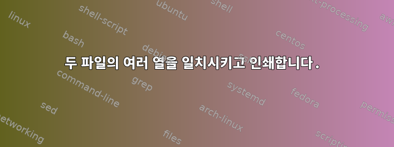 두 파일의 여러 열을 일치시키고 인쇄합니다.