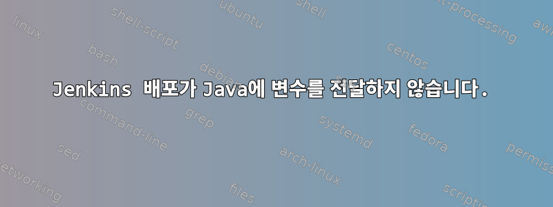 Jenkins 배포가 Java에 변수를 전달하지 않습니다.