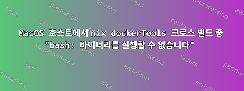 MacOS 호스트에서 nix dockerTools 크로스 빌드 중 "bash: 바이너리를 실행할 수 없습니다"