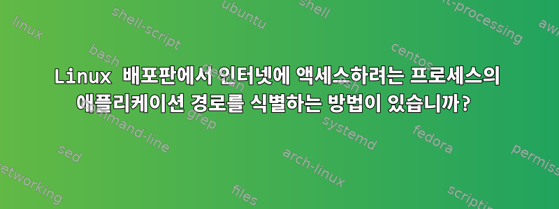 Linux 배포판에서 인터넷에 액세스하려는 프로세스의 애플리케이션 경로를 식별하는 방법이 있습니까?