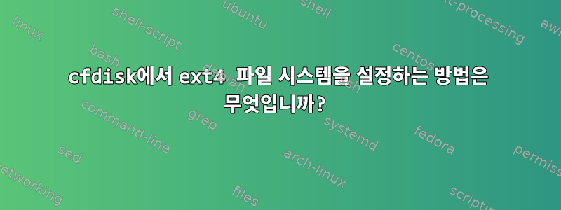 cfdisk에서 ext4 파일 시스템을 설정하는 방법은 무엇입니까?