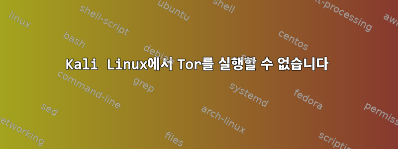 Kali Linux에서 Tor를 실행할 수 없습니다