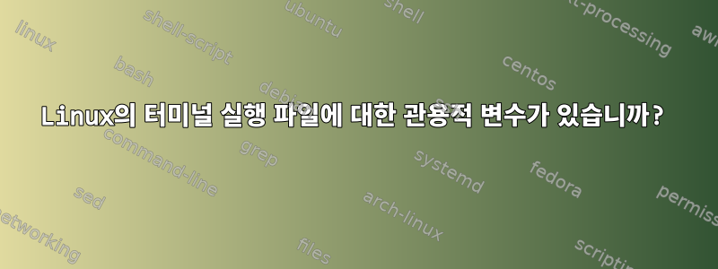 Linux의 터미널 실행 파일에 대한 관용적 변수가 있습니까?