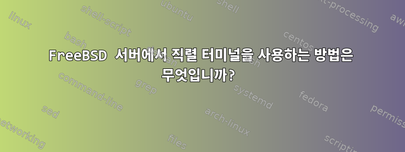 FreeBSD 서버에서 직렬 터미널을 사용하는 방법은 무엇입니까?