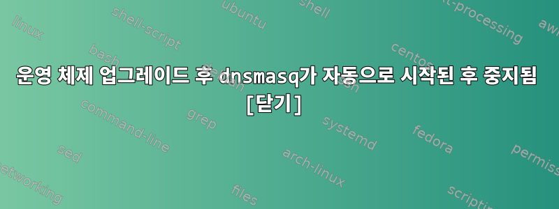 운영 체제 업그레이드 후 dnsmasq가 자동으로 시작된 후 중지됨 [닫기]