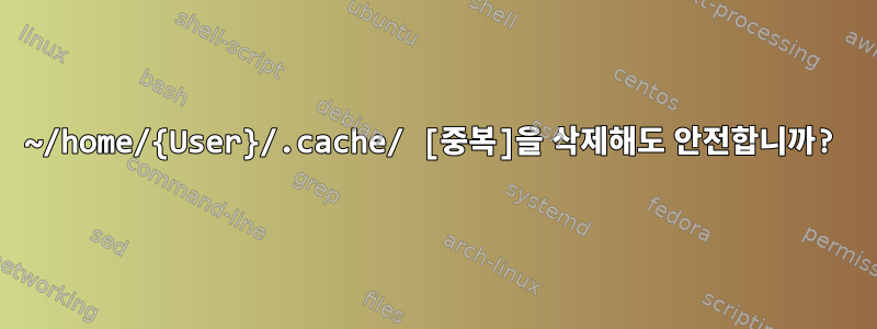 ~/home/{User}/.cache/ [중복]을 삭제해도 안전합니까?