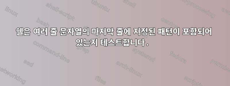 쉘은 여러 줄 문자열의 마지막 줄에 지정된 패턴이 포함되어 있는지 테스트합니다.