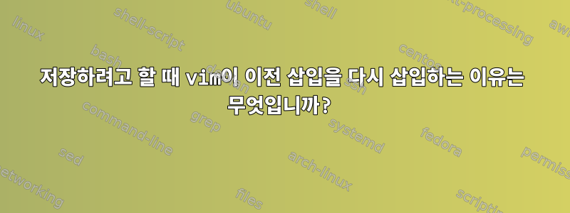 저장하려고 할 때 vim이 이전 삽입을 다시 삽입하는 이유는 무엇입니까?