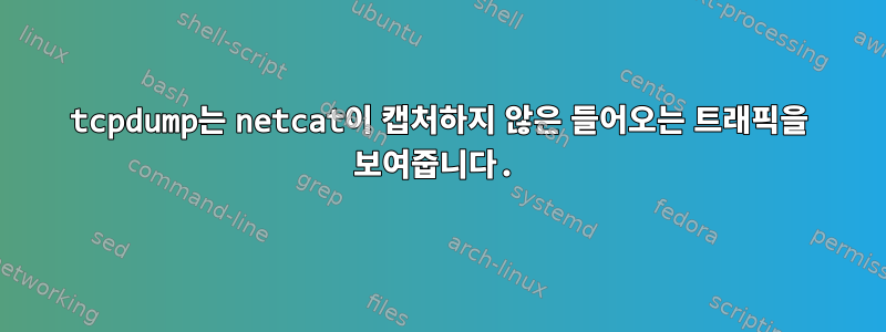 tcpdump는 netcat이 캡처하지 않은 들어오는 트래픽을 보여줍니다.