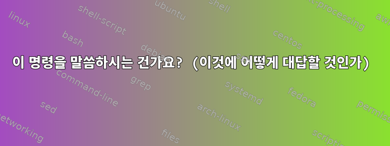 이 명령을 말씀하시는 건가요? (이것에 어떻게 대답할 것인가)