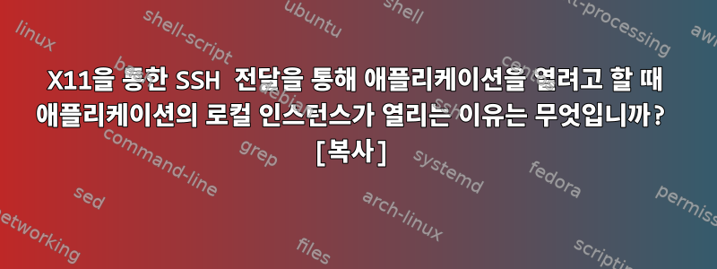 X11을 통한 SSH 전달을 통해 애플리케이션을 열려고 할 때 애플리케이션의 로컬 인스턴스가 열리는 이유는 무엇입니까? [복사]