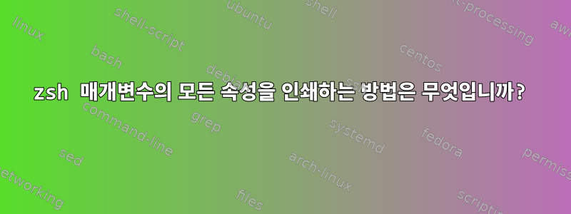 zsh 매개변수의 모든 속성을 인쇄하는 방법은 무엇입니까?