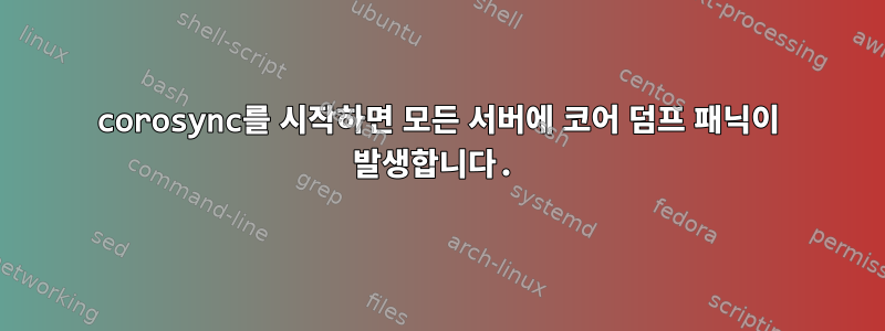 corosync를 시작하면 모든 서버에 코어 덤프 패닉이 발생합니다.