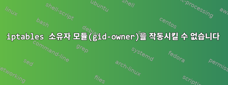 iptables 소유자 모듈(gid-owner)을 작동시킬 수 없습니다