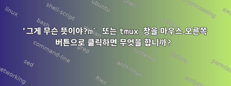 '그게 무슨 뜻이야?m` 또는 tmux 창을 마우스 오른쪽 버튼으로 클릭하면 무엇을 합니까?