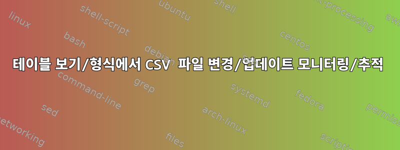 테이블 보기/형식에서 CSV 파일 변경/업데이트 모니터링/추적