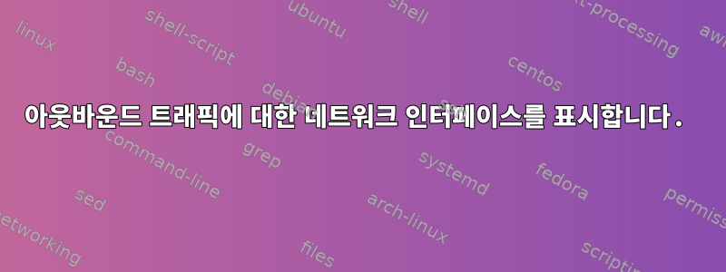 아웃바운드 트래픽에 대한 네트워크 인터페이스를 표시합니다.