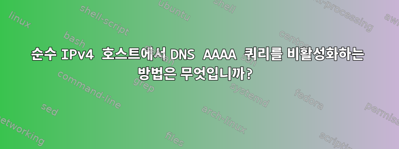 순수 IPv4 호스트에서 DNS AAAA 쿼리를 비활성화하는 방법은 무엇입니까?