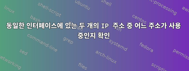 동일한 인터페이스에 있는 두 개의 IP 주소 중 어느 주소가 사용 중인지 확인