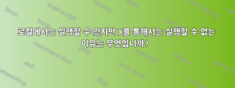 로컬에서는 실행할 수 있지만 X를 통해서는 실행할 수 없는 이유는 무엇입니까?