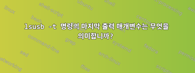 lsusb -t 명령의 마지막 출력 매개변수는 무엇을 의미합니까?