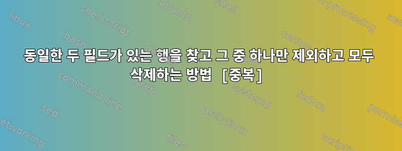 동일한 두 필드가 있는 행을 찾고 그 중 하나만 제외하고 모두 삭제하는 방법 [중복]