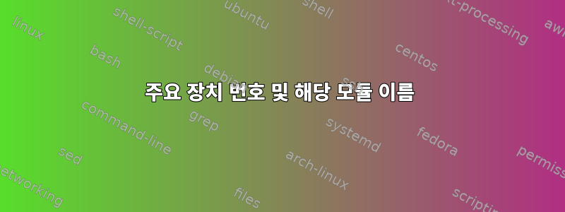 주요 장치 번호 및 해당 모듈 이름