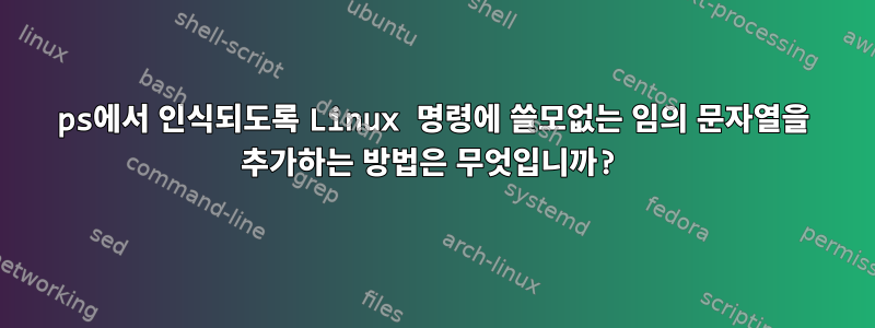 ps에서 인식되도록 Linux 명령에 쓸모없는 임의 문자열을 추가하는 방법은 무엇입니까?