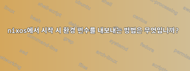 nixos에서 시작 시 환경 변수를 내보내는 방법은 무엇입니까?