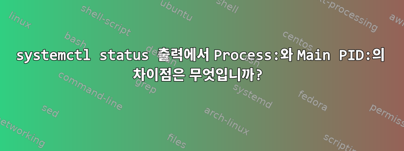 systemctl status 출력에서 ​​Process:와 Main PID:의 차이점은 무엇입니까?