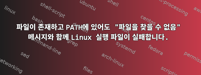 파일이 존재하고 PATH에 있어도 "파일을 찾을 수 없음" 메시지와 함께 Linux 실행 파일이 실패합니다.