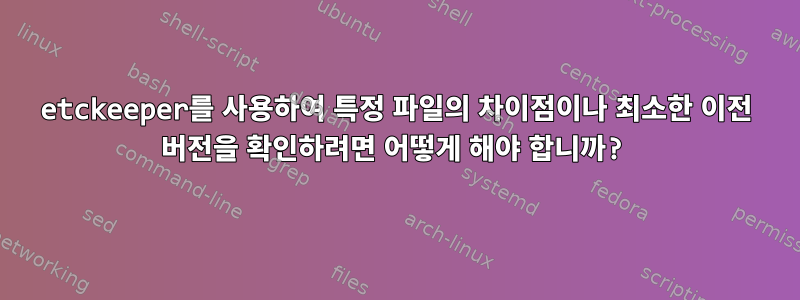 etckeeper를 사용하여 특정 파일의 차이점이나 최소한 이전 버전을 확인하려면 어떻게 해야 합니까?