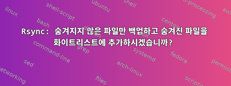 Rsync: 숨겨지지 않은 파일만 백업하고 숨겨진 파일을 화이트리스트에 추가하시겠습니까?