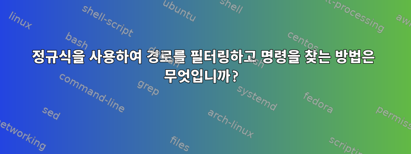 정규식을 사용하여 경로를 필터링하고 명령을 찾는 방법은 무엇입니까?