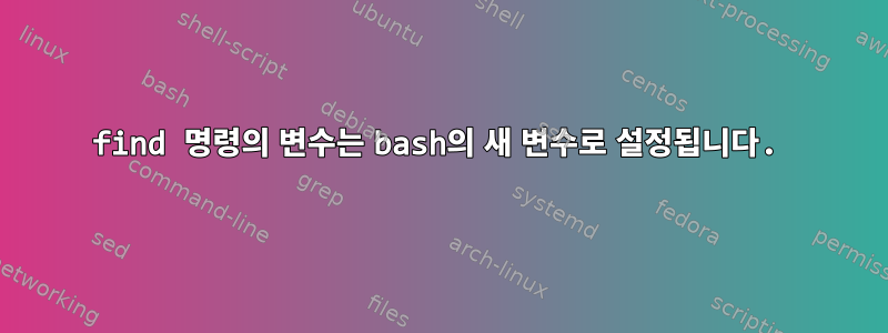 find 명령의 변수는 bash의 새 변수로 설정됩니다.