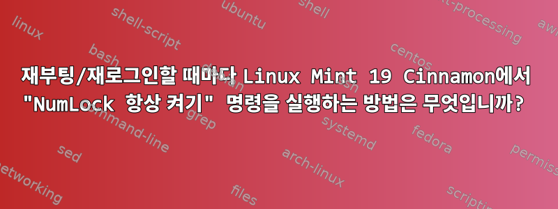 재부팅/재로그인할 때마다 Linux Mint 19 Cinnamon에서 "NumLock 항상 켜기" 명령을 실행하는 방법은 무엇입니까?