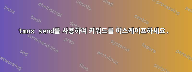 tmux send를 사용하여 키워드를 이스케이프하세요.