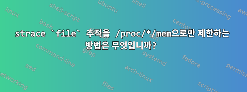 strace `file` 추적을 /proc/*/mem으로만 제한하는 방법은 무엇입니까?