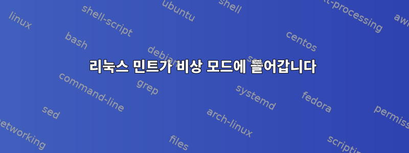 리눅스 민트가 비상 모드에 들어갑니다